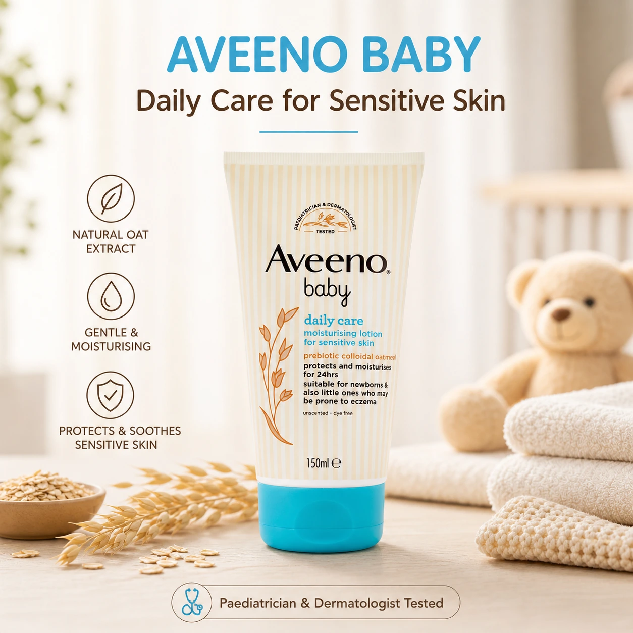Aveeno Baby Daily Care Moisturising Lotion for Sensitive Skin 150ml Aveeno Baby Daily Care Moisturising Lotion for Sensitive Skin 150ml - Image 1
